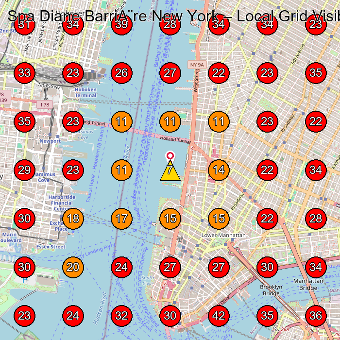 Spa Diane BarriA¨re New York GeoGrid visibility map for Spa And Health Club in New York